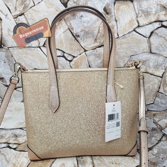 Lola Joeley Shimmy Glitter Lola Satchel Crossbody Rose Gold Small Kate Spade - Picture 9 of 14